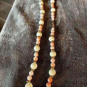 Gold and Cream Necklace with Graduated Beads